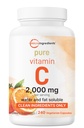 Pure Vitamin C 2,000mg, 240 Veggie Capsules | Highly Bioavailable Fat & Water Soluble Forms | Max Potency | Antioxidant & Immune Support Supplement | Easily Absorbed, Non-GMO, Filler Free