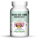Maxi Health Vitamin D3 1000 IU Dietary Supplement - Easy to Swallow - Odorless & Tasteless - Supports Calcium Absorption, Immune Health and Bone Health in Adult Women & Men - 180 Liquid Gels