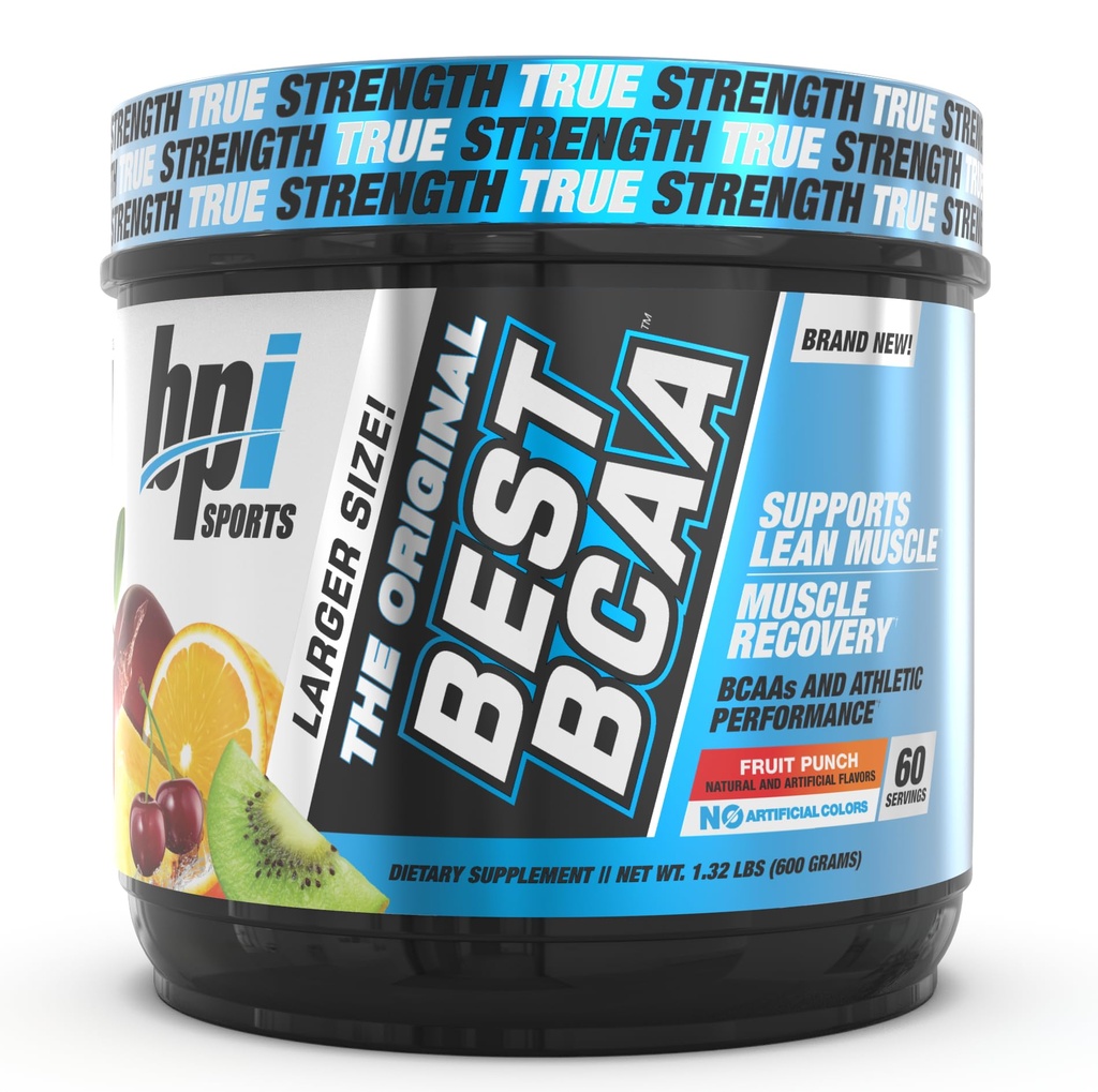 BPI Sport BCAA - BCAA pulver - forgrenet kæde Aminosyrer - Muscle Recovery - Muscle Protein Syntese - Lean Muscle - Forbedret ydeevne - Hydration - Frugt Punch - 60 Servering - 1.32 Pund