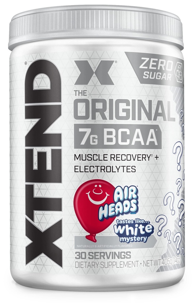Scivation Xtend XTEND Original BCAA Powder Airheads Candy Flavor, 7g BCAA og 2,5 g L- Glutamin, Sukker Free Post Workout Muscle Recovery Drik med Aminosyrer til mænd og kvinder, 30 Servering