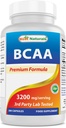 Bedste Naturals BCAA Branch Chain Amino Acid, 3200mg per servering, 200 kapsler - Farmaceutisk Grade - 100% Pure Instantized Formel 124; Pre / Post Workout Bodybuilding Supplement
