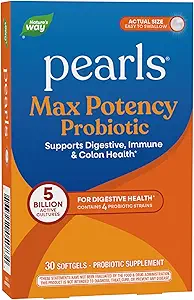 Nature 's Way Max Potency Probiotiske perler til mænd og kvinder, støtter fordøjelsesbesvær, immunforsvar, kolon sundhed *, 5 milliarder levende kulturer, ingen køling påkrævet, 30 Softgels (Packaging May Vary) (pakke af 2)