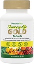 NaturesPlus Kilde til liv Gold Multivitamin - 90 tabletter - med vitaminer D3, B12 & K2 - blod, ben og immunforsvar - Vegetar & Gluten Free - 30 Servere