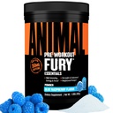Animal Fury - Pre Workout pulver supplement til energi og fokus - 5g BCAA, 350mg Koffein nitrogenoxid uden Creatin - Kraftfuld Stimulant til Bodybuildere - Blå Hindbær