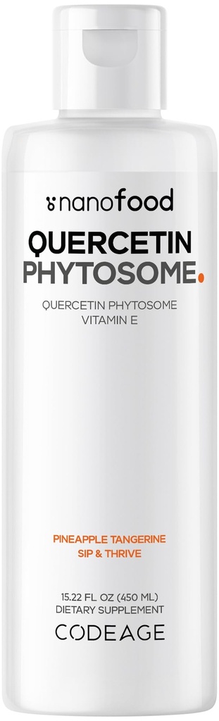 Kodeage Flydende Quercetin Phytosome Supplement, Quercetin 1000 mg dihydrat, 3-måneds Support, immunforsvar, Sophora Japonica, E-vitamin, Liposomal Levering, Vegan, Non- GMO, 15.22 fl oz