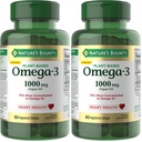 Nature's Bounty Omega 3, Plant-Based Omega 3 Fatty Acid Supplement, 520mg, Supports Whole Body Health Including Heart, Skin, Joint, 30 Vegetarian Softgels, Fish Oil Alternative (Pack of 2)