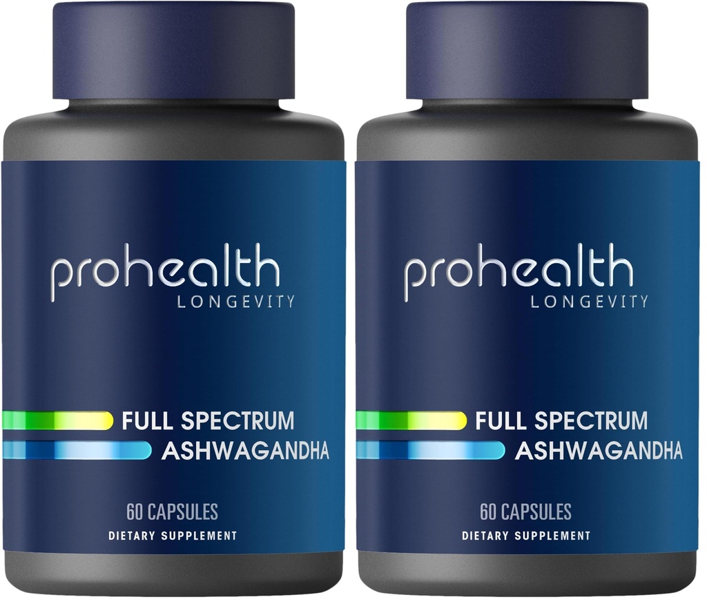 ProHealth Ashwagandha Supplement 60 Capsules, Organic Root Extract & Powder, Ashwagandha for Women & Men, Supports Stress & Sleep (Pack of 2)