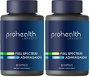 ProHealth Ashwagandha Supplement 60 Capsules, Organic Root Extract & Powder, Ashwagandha for Women & Men, Supports Stress & Sleep (Pack of 2)