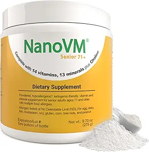 Senior 71 +, Allergen- Free Vitamin Kosttilskud, Unflavored Multivitamin Powder med 14 Vitamin & 13 Mineraler, Lav- Kulhydrat Mineral Kosttilskud, 275g - Solace Nutrition