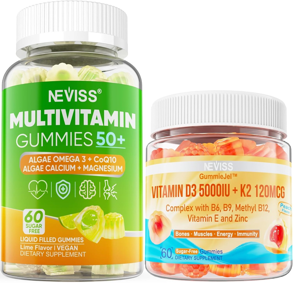 NEVISS Bundle - Kvinder og mænd 50 + Multivitamin 1 Pack + D3 5000IE K2 120mcg