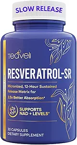 Avancerede Trans Resveratrol kapsler med 12- timers Vedvarende frigivelse for op til 250% bedre biotilgængelighed - NAD Resveratrol tillæg med mikroniseret Resveratrol