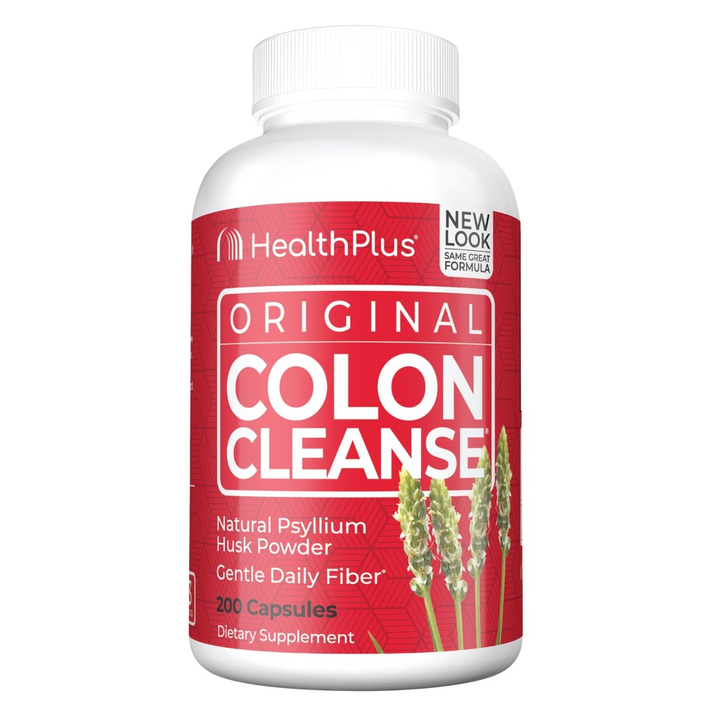 Health Plus Colon Cleanse fordøjelsesstøtte; Alle naturlige daglige fibre til toksin Elimination til at reducere bloating • 124; Understøtter hjerte sundhed • 124; 200 kapsler, 33 Servere