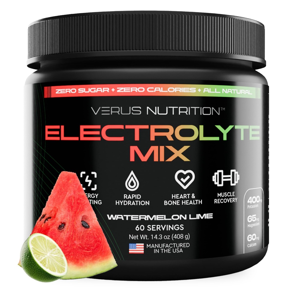 Electrolytes Powder No Sugar- Zero Calorie Hydration Powder | Sugar Free Electrolytes for Fasting, Keto & Vegan | Natural Ingredients Electrolyte Mix, 60 Servings