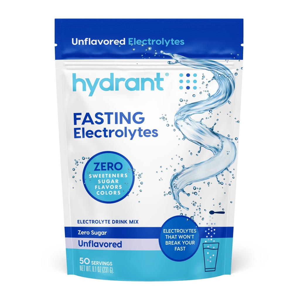 Hydrant - Bulk Fasting Electrolyte Hydration Powder, 50 Servings Sugar-Free Fasting Supplement Powder - Zero Sugar Flavorless Drink Mix for Fasting