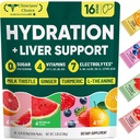 Venture Pal Hydration Packets + Liver Support- Liquid Daily IV Electrolyte Powder Packets with 7 Electrolytes & 5 Vitamins, Milk Thistle + L-Theanine | Sugar-Free | Keto Friendly | Vegan, 16 Sticks