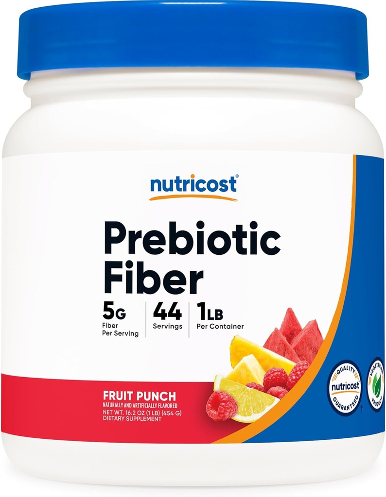 Nutricost Prebiotic Fiber Powder (1 LB, Fruit Punch) - fordøjelsessygdomme, naturlige fibre supplement, Opløselig plante Fiber Blend