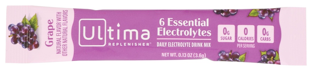 ULTIMA REPLENISHER Grape Electrolyte Drink Mix Single, 0.13 OZ