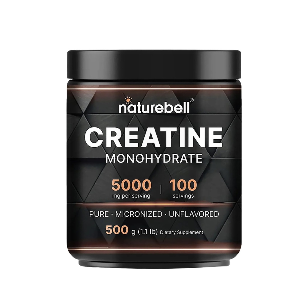 NatureBell Creatinine monohydrat pulver - 500g - Mikroniseret pulver - Levere 5,000mg Creatin per servering - Pre- workout eller post- workout support * - Vegan & Keto Friendly - Unflavored