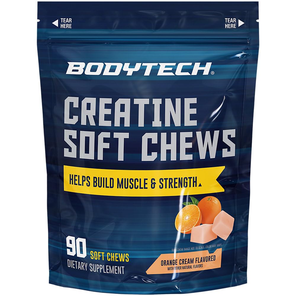 BodyTech Creatine Soft Chews - Helps Build Muscle and Strength a Orange Cream (90 Soft Chews)