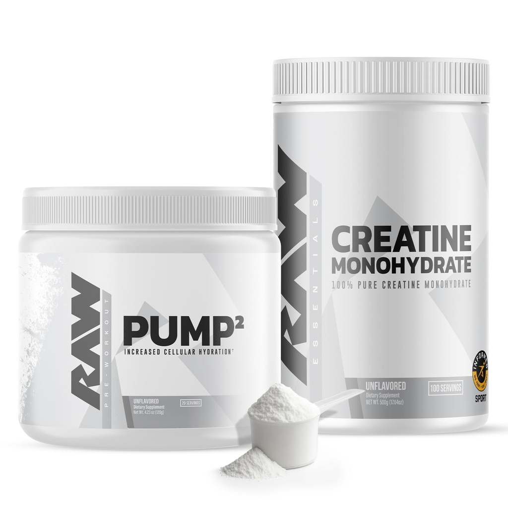 RAW Nutrition Kreatinemonohydrat & uden smag Præ- workout pulver bundle