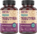 DEVA Vegan Tributyrin Supplement - Butyrate Precursor, Gut Barrier Support, Butyric Acid, 500 MG Vegan Capsules, Leaky Gut Support, fordøjelse, 90 Greve (pakke med 2)