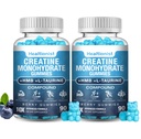 2 Pack 8000MG Creatine HMB Monohydrate Gummies for Men & Women, L-Taurine & Vitamin B6 12, 180 Blueberry Flavor Counts Supplement Gummies (60-Day Supply)