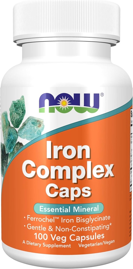 Now Foods Supplements, Iron Complex Caps, Non- Constipating *, Essential Mineral, 100 Veg Kapsler