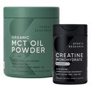 Sports Research® Keto Pack with Creatine Monohydrate Capsules and Organic MCT Oil Powder - Keto & Vegan MCTs C8, C10 from Coconuts