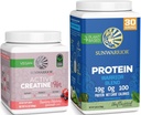 Creatine for Her & Organic Plant Based Protein Powder Set | Bundle & Save | Raspberry Lemonade Creatine Monohydrate plus Vegan Organic Protein (50 Servings Rasp Lemonade, 30 Servings Unflavored)