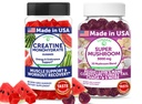Lunakai USA Made Creatine & Super Mushroom Gummies Bundle – Daily Recovery & 10-Mushroom Complex Support – 60 Non-GMO Gummies Each