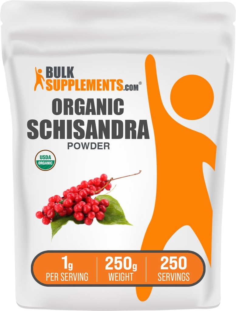 BulkSupplements.com Organic Schisandra Powder - Organic Schisandra Supplement, from Schisandra Berry - Gluten Free - 1g per Serving, 250g (8,8 oz) (Pack of 1)