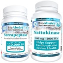Bio Absorb Nattokinase Supplement 180 Caps - Serrapeptase Enzyme 60 Caps Bundle
