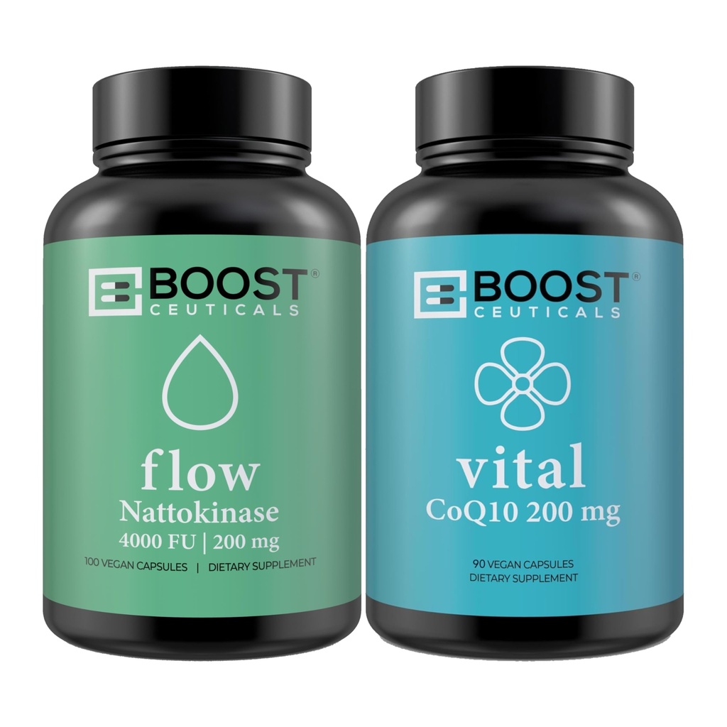 BoostCeuticals Popular Together Nattokinase 100 200 mg 4000FU and CoQ10 200 mg High Absorption with Bioperine 90 Bundle - No Additives – Vegan - Non GMO - Gluten Free Pure Supplement (2 Bottles)