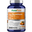 NusaPure Sea Buckthorn Omega-7, 250 mg, 200 Veg Capsules (Non-GMO, Vegan)