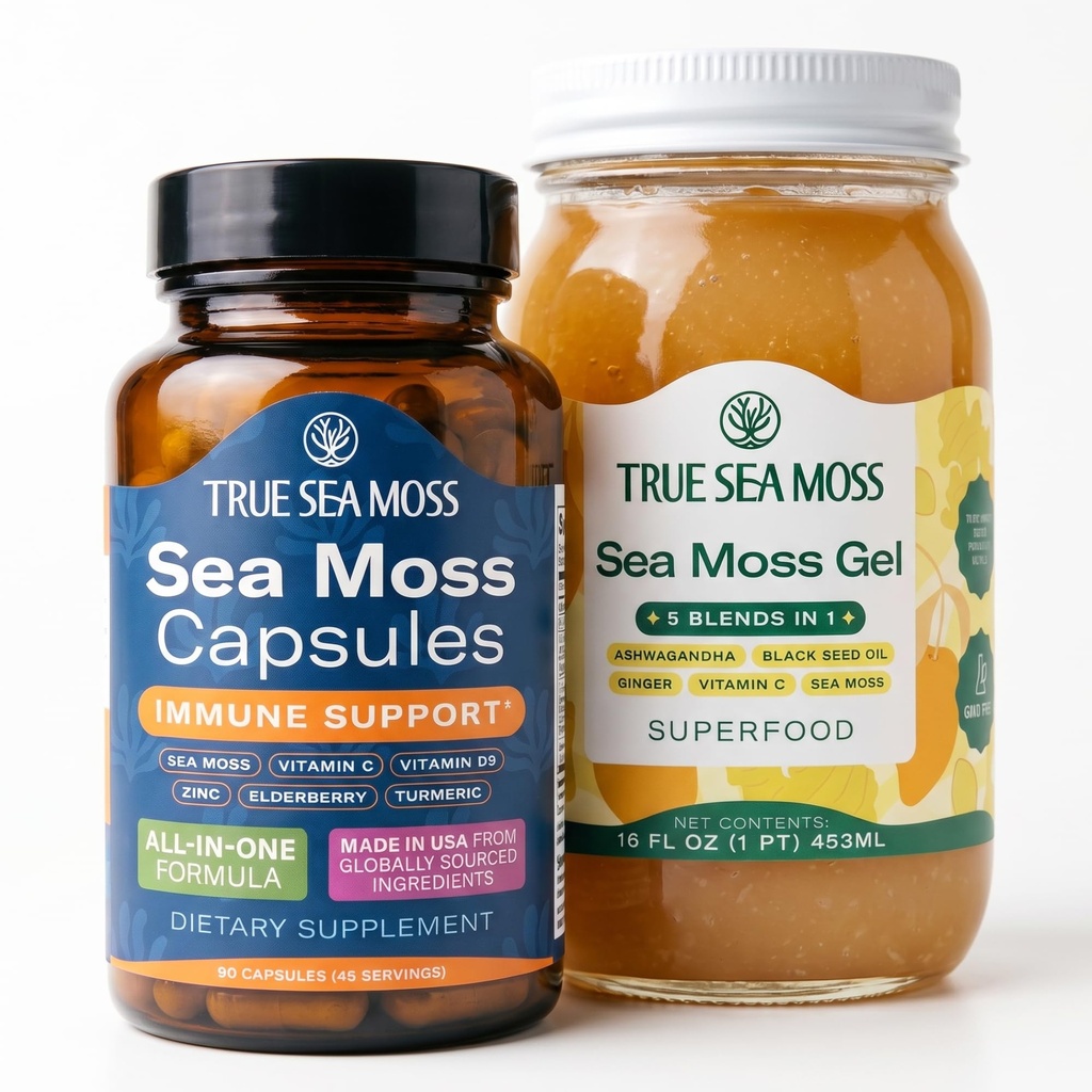 TrueSeaMoss Bundle – Immune Caps & Ashwagandha Sea Moss Gel