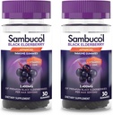 Sambucol Black Elderberry Gummies med C-vitamin & Zink - Sambucus Elderberry Gummies til immunforsvar, High Antioxidants, Gluten Free, Vegan, Elderberry med Zink & C-vitamin - 30 Greve, 2 Pack