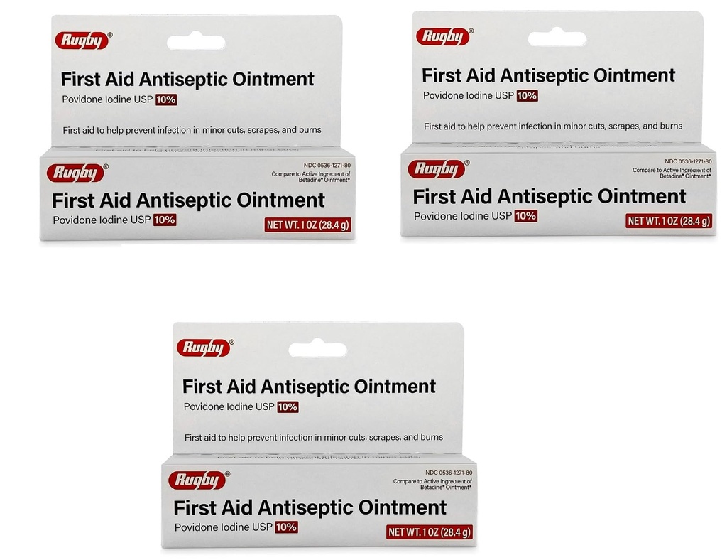 Major Pharmaceuticals Povidine Iodine USP First Aid Ointment for Cuts, Scrapes and Burns, 3 Count