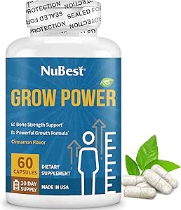 NuBest Grow Power - Calcium Supplement - Magnesium tillæg med vitamin D3, B6, Zink, Phosphorus og Multivitamin til stærke ben, Samlet sundhed for alder 10 + - 1 måned Tilgang