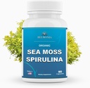 Organic Sea Moss Spirulina, 90 kapsler, Organic Sea Moss Spirulina tillæg, immunstøtte, Endurance & Mikroingredienser Kilde - Veganske kapsler til mænd og kvinder