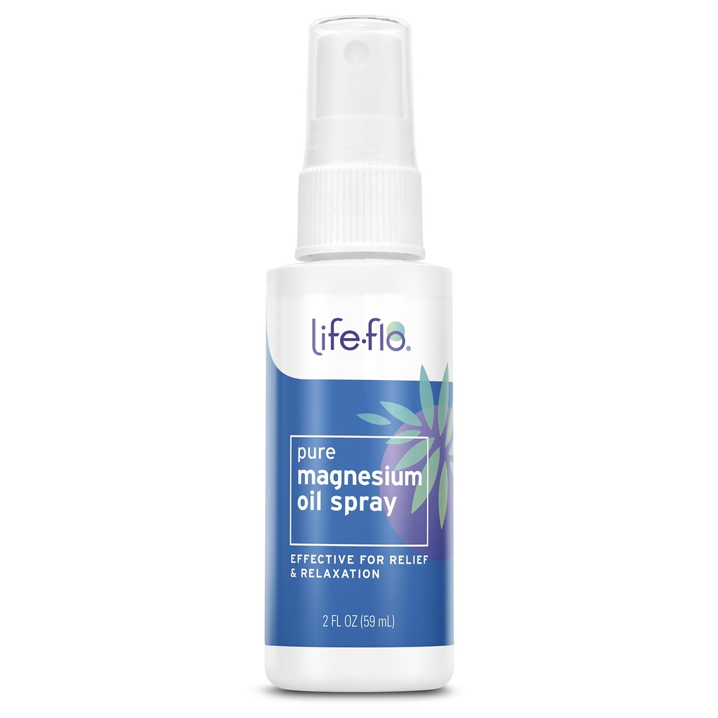 Life- flo Pure Magnesium Oil Spray w / Koncentreret Magnesiumchlorid fra Zechstein Seabed, Calming Relief and Relaxation, Sodhes Muscles and Joints, 60- Day Garanti, Ikke testet på dyr, 2oz