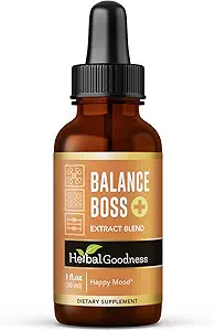 Urte Goodness Balance Boss - Liquid Mood Support Supplement # 124; Natural Calmness & Emotional Balance Aid # 124; Stress & Energy Boost med Rhodiola Rosea # 124; 1 oz flaske
