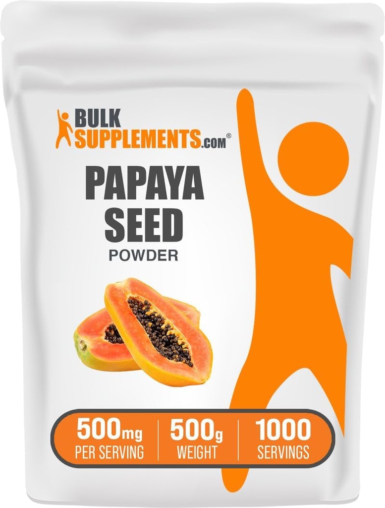 BulkSupplements.com Papaya Seed Powder - Carica Papaya Seed, Nutritional Supplement, for fordøjelse & Gut Support - Gluten Free, 500mg per servering, 500g (1.1 lbs) (Pack of 1)