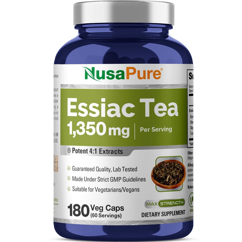 NusaPure Essiac Tea 1350 mg 180 Veggie Caps (vegetarisk, non- GMO)