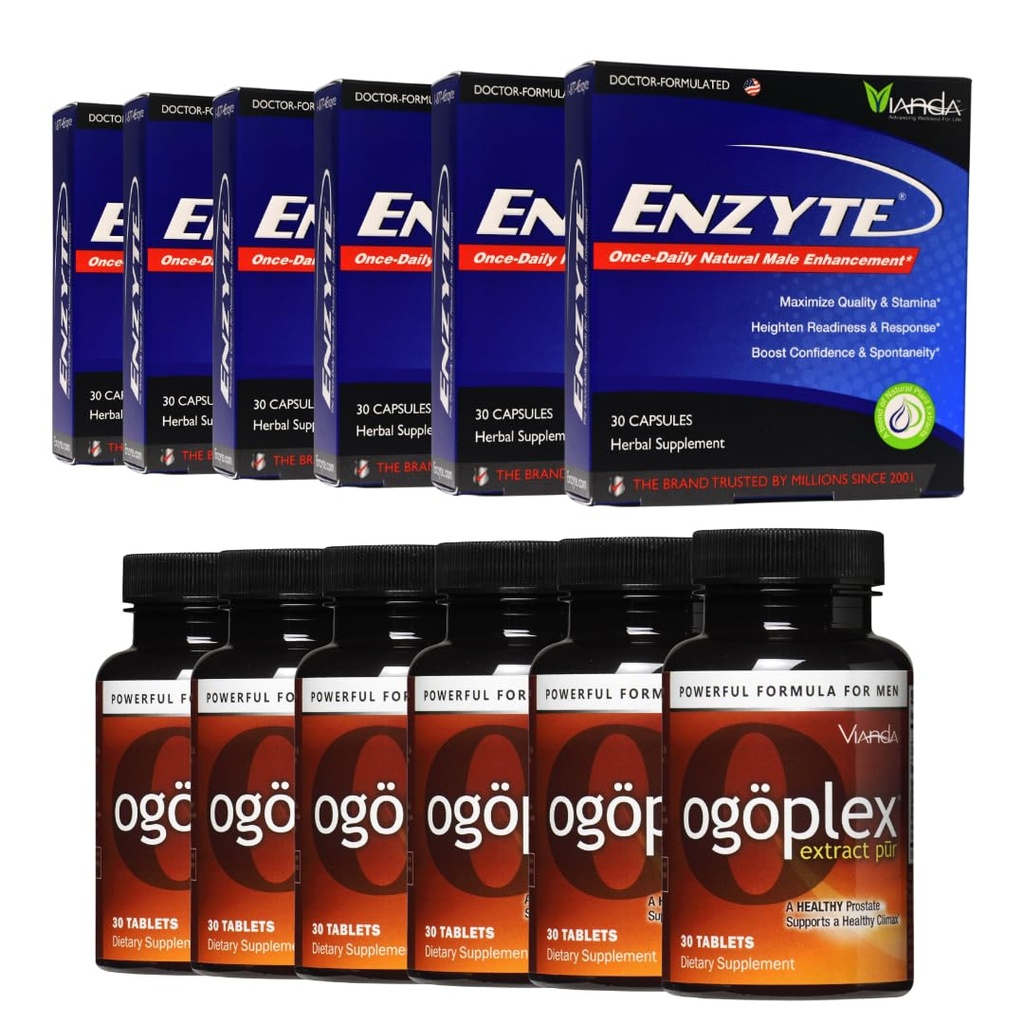 Enzyte & Ogoplex Bundle; Natural Mandlig Vitality + Prostata & Urinary Health Support - 6-pakke af hver Bundle