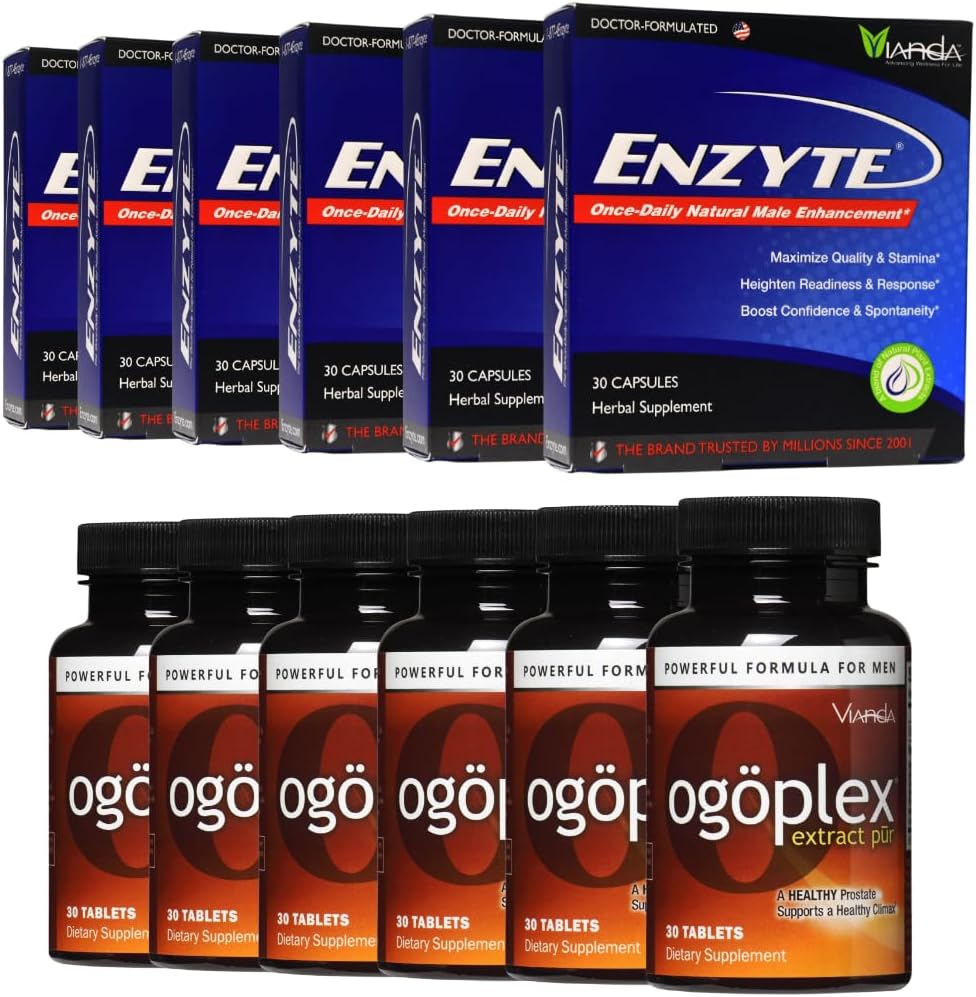 Enzyte & Ogoplex Bundle; Natural Mandlig Vitality + Prostata & Urinary Health Support - 6-pakke af hver Bundle
