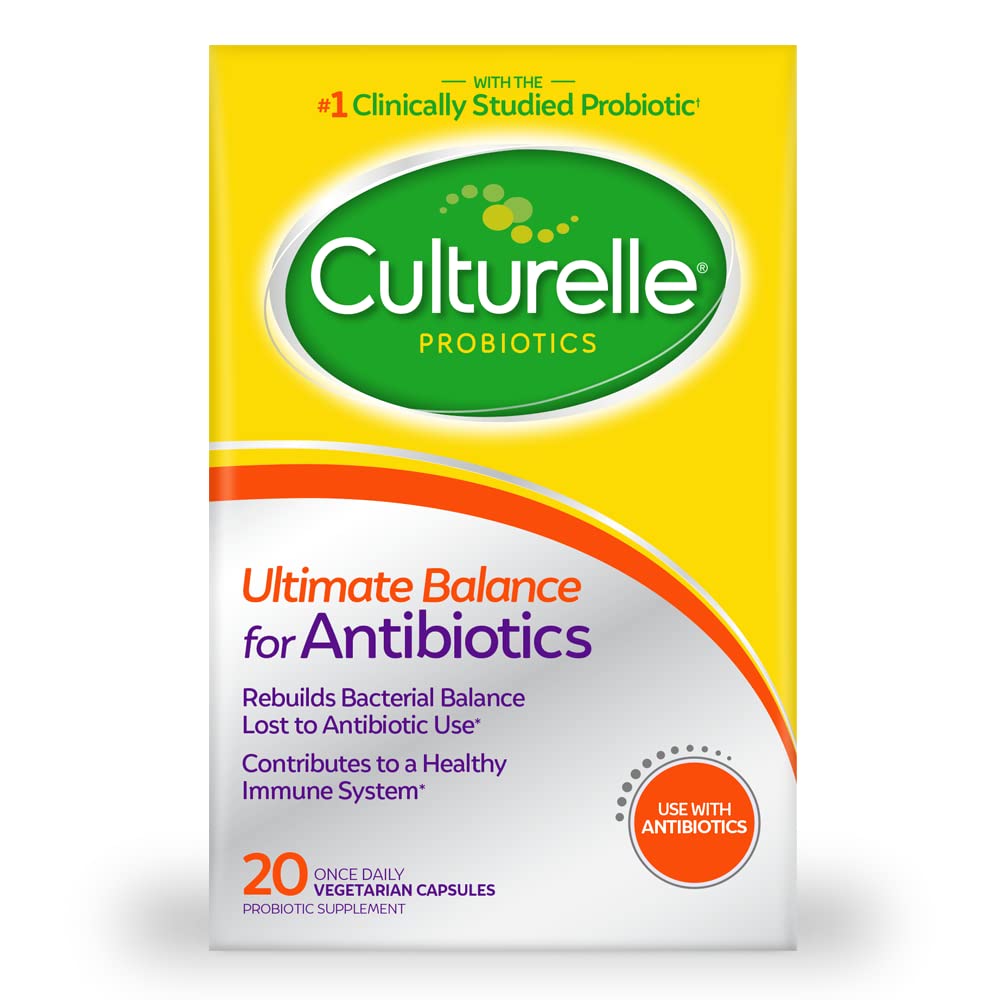Culturelle Probiotika Ultimate Balance Probiotika til brug med Antibiotika - 20 Greve - Probiotiske kapsler Hjælp Gendanne gode Bacteria tabt under antibiotisk brug & bidrage til et sundt immunsystem