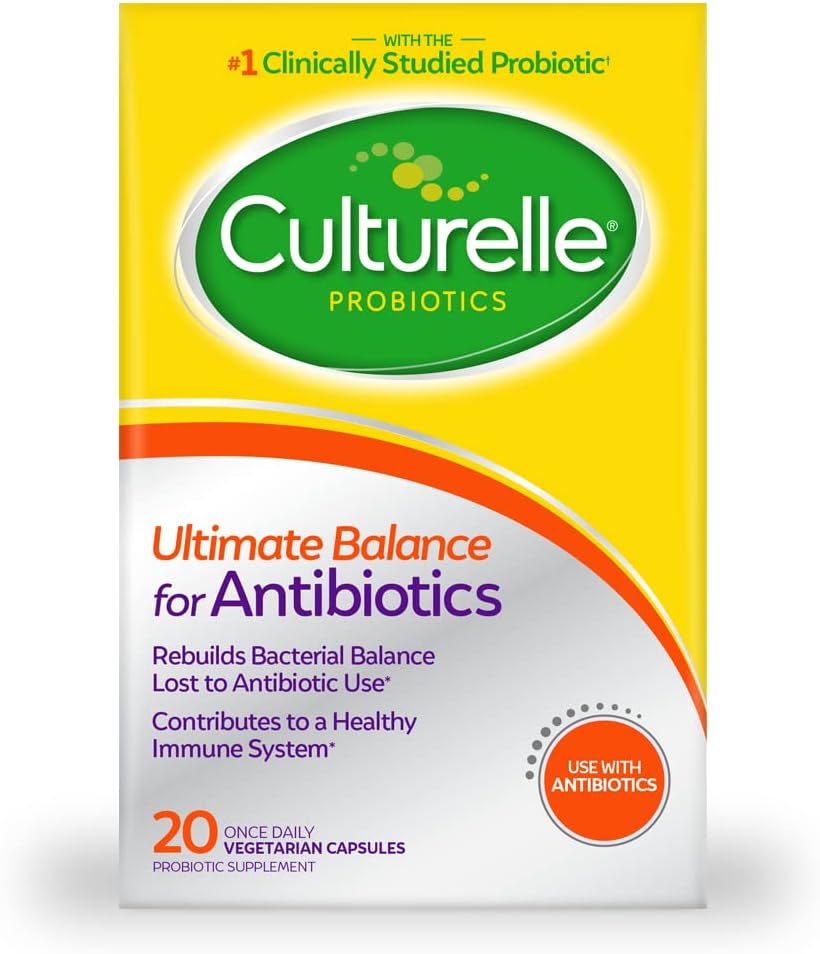 Culturelle Probiotika Ultimate Balance Probiotika til brug med Antibiotika - 20 Greve - Probiotiske kapsler Hjælp Gendanne gode Bacteria tabt under antibiotisk brug & bidrage til et sundt immunsystem