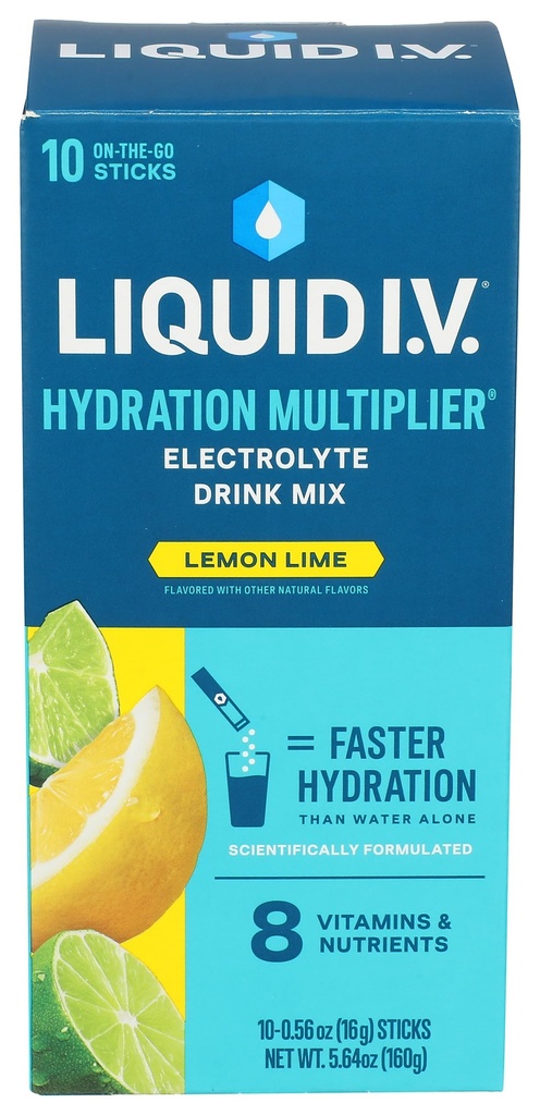 Liquid IV Lemon Lime Hydration Drink Mix 10 Count, 0.56 OZ