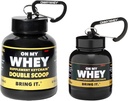 ONMYWHEY Protein Powder Container To Go - Rejse vand flaske tragt For mixes, Portable Pre Workout Supplement Containers & Dispenser tragte, Mini Preworkout Kostholder Keychain flasker