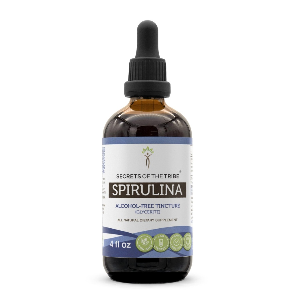 Hemmeligheder af Tribe Spirulina Alkohol- Free Liquid Extract, Spirulina (Arthrospira Platensis) Tincture Supplement (4 FL OZ)